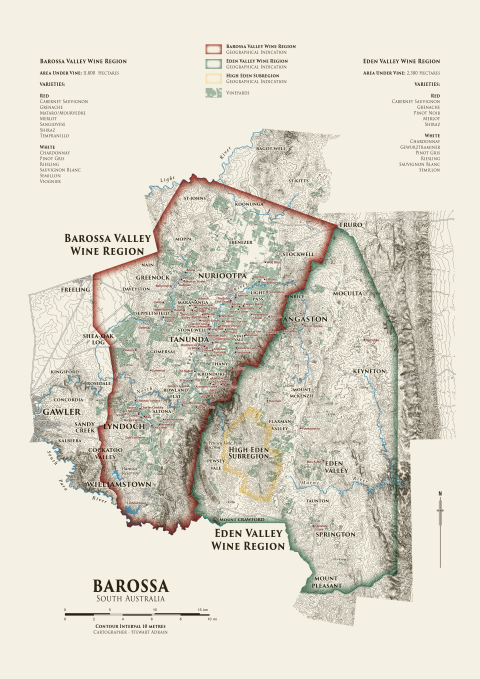 Heritage Wine Map Of The Barossa - Meridian Maps