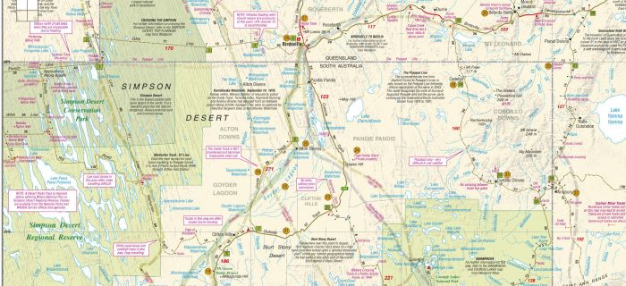 Birdsville Strzelecki Tracks NQR Laminated Map Meridian Maps   Birdsville Map Detail 720x 